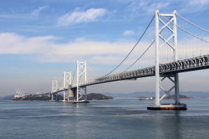 鷲羽山から望む瀬戸大橋の写真
