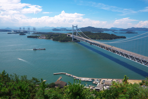 倉敷市児島と香川県宇多津を結ぶ瀬戸大橋の写真です